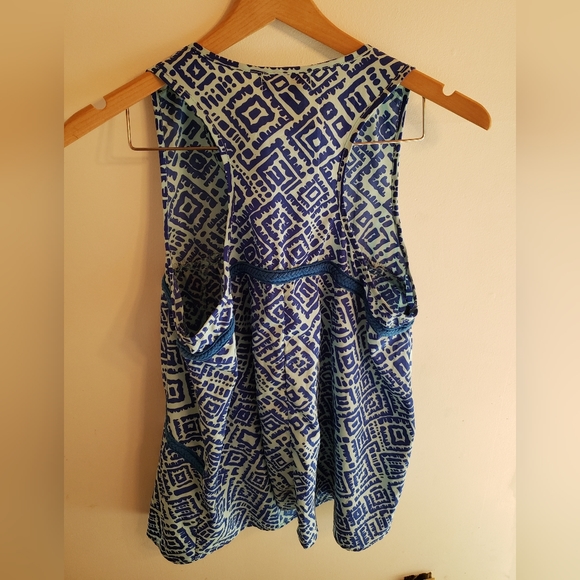 Buckhead Bettie blue and pale green batik print racerback tank top - Picture 4 of 7